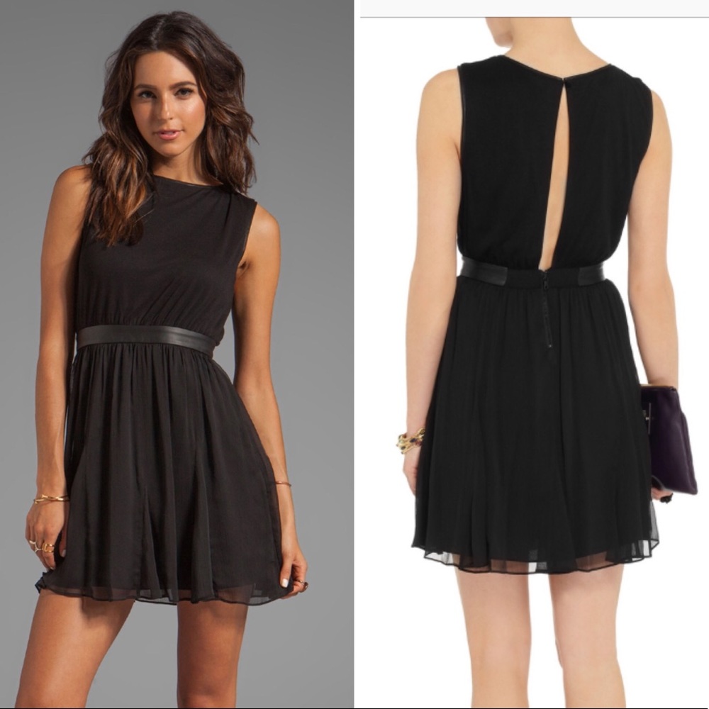 Alice + Olivia Foss leather-trimmed dress